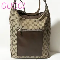 GUCCI GGキャンバス 019・0538・1669 キャンバス レザー ショルダーバッグ ブラウン ベージュ B0528040A