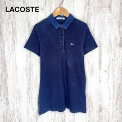 LACOSTE ラコステ ワニロゴ刺繍 デニム風 インディゴ 半袖 ポロシャツ ブルー レディース トップス
