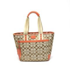 COACH コーチ シグネチャー トートバッグ カーキ オレンジ A4 - メルカリ