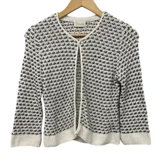 HARRODS(ハロッズ) カーディガン レディース - 白×ダークネイビー 長袖