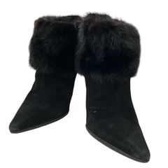 186005 現状品 JIMMY CHOO ジミーチュウ ファー付きブーツ ブーティ 