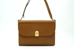 クリスチャン ディオール ヴィンテージ ショルダー ハンドバッグ スクエア型 ゴールド金具 レザー 茶 ブラウン Christian Dior 5796h