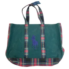 186005 POLO RALPH LAUREN ポロ・ラルフローレン トートバッグ グリーン/チェック レディース