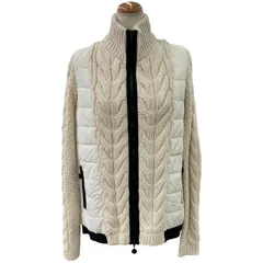 186005 現状品 MONCLER モンクレール MONCLER ニット×ダウンジャケット XS ホワイトベージュ MAGLIONE TRICOT CARDIGAN レディースのサムネイル