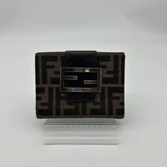 フェンディ マンマバケット ズッカ 二つ折り財布 キャンバス レザー 本