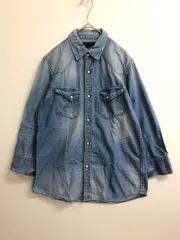 nano universe ナノユニバース コットン デニム シャツ sizeL/ブルー系 ■■ レディース