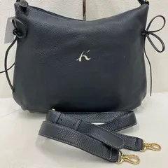1826　Kitamura キタムラ　2way　ショルダーバッグ　トートバッグ　ハンドバッグ　ネイビー　サイドリボン　レザー　紺　レディース　シンプル　きれいめ　ポケット多数