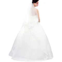【特価商品】アクセサリー 頭飾り 髪飾り 結婚式 単層 ロングベール ブライダル 梅の花 小さな 挙式 花嫁ベール レースベール 披露宴 スパンコール縁 キラキラ 二次会 チュール 純白 写真撮影用 結婚ベール ウェディングベール 花嫁用品 3m