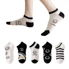 【在庫処分】スニーカーソックス くるぶし ソックスレディース 女の子 綿 花柄 可愛い 通気 JK 靴下 通勤 通学 春夏秋冬用 5足セット 22-25cm