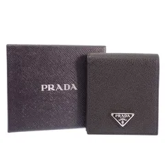 プラダ PRADA ヴィッテロダイノレザー 財布 2MO513_2E54_F0002 二つ折り財布 カードケース レザー ブラック シルバー金具 メンズ 箱付き【中古】【ABランク】