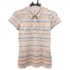 【超美品】プーマ 半袖ポロシャツ 白×オレンジ 総柄 ロゴ刺しゅう レディース US-S ゴルフウェア PUMA