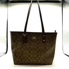 ★COACH コーチ シグネチャー トートバッグ F58292 レザー × PVC ブラウン系 ショルダーバッグ レディース 中古★007530
