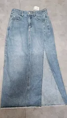 未使用 デニム ロング スカート スリット スカート