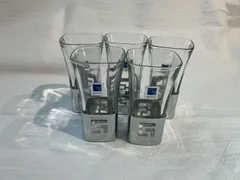 昭和レトロ グラス 5客セット メタルホルダー付き ヴィンテージ ガラス 食器 Vintage Glass