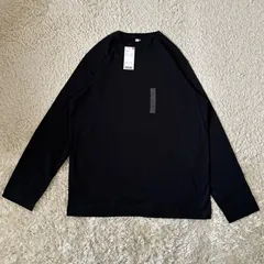 オールドユニクロ　新品　デッドストック　ロンT 長袖カットソー　Tシャツ　ロングスリーブ　無地　定番　ノームコア　ビンテージ　ヴィンテージ　00s 旧タグ　OLD UNIQLO 黒　ブラック　メンズL  クルーネック