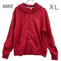 ナイキ レディースパーカー スウェット ロゴ刺繡 シンプル 赤 XL【809】
