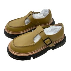 美品】マルニ コインローファー ブラウン ホワイト イエロー レザー 37