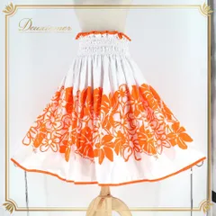 フラダンス 衣装 TAHITI IMPORTS タヒチインポーツ パウスカート AnelaWink ホワイト系 花柄 モンステラ柄 フラワープリント ハワイアンプリント アロハ フラ ダンス レッスン 練習 白 オレンジ系 シングル スカート 華やか 鮮やかのサムネイル