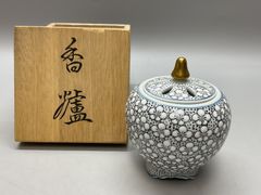 無形文化財 田村金星 九谷焼 毛筆細字 香炉 共箱 栞 骨董 本物保証