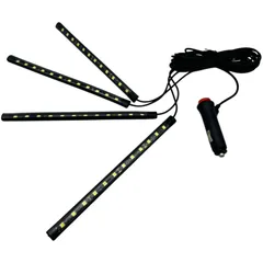 LISPHOS 車内用 LEDテープライト 4本 フットライト 足元ライト 車内灯 室内灯 アンビエントライト 間接照明 内装 (シガーソケット ブルー) [シガーソケット ブルー]