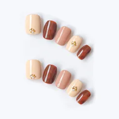 【日本製】ゆずネイル ネイルチップ つけ爪 シンプル 可愛い ヌードカラー K07004-Q-C [ヌードカラー2]