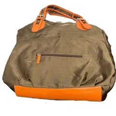 【中古品】バッグ オレンジ ブラウン ボストンバッグ レザーベルト 鞄 旅行