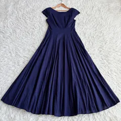 MARIHA マリハ 月の夢のドレス ロングワンピース マキシ丈 Aライン ボートネック 美シルエット コットン ネイビー サイズ38