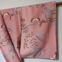 美品 江戸小紋 珊瑚色が可愛い 作家物 伝統工芸士金田今朝男作 お花見