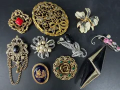 ヴィンテージ　ブローチ　まとめ売り１０個　リモージュ　ヴィンテージショップ　卸　アクセサリー　Z183MC