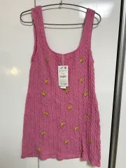 ザラ ピンク 花刺繍 ニットONE PIECE L (新品)