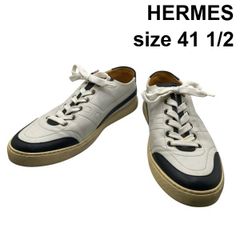 EB495 HERMES レザー スニーカー 42 約26cm ホワイト - メルカリ