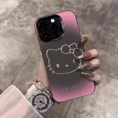 スマホケース　キティちゃん　ブラック×ピンク　iPhone対応　アイフォンケース　iPhone16pro/15/15pro/15pro max/14/14pro　可愛いケー