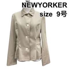 ◇ ニューヨーカー NEWYORKER ジャケット 長袖 ステンカラー シングル 裏地無し ショート丈 ベージュ コットン混 9号 M レディース Z6B386のサムネイル