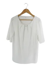 インデックス INDEX ブラウス 長袖 無地 プルオーバー ビジュー タック サイズM 白 QQQ