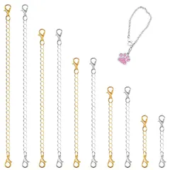 延長 チェーン アジャスターチェーン ネックレス アジャスター 10本セット5cm 7.5cm 10cm 13cm 15cm 5本シルバー+5本ゴールド ネックレスの長さを調整用 DIY用 アクセサリー