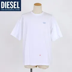 ディーゼル DIESEL【訳あり】メンズ Tシャツ 半袖 ロゴ刺繍ポイント×ラバープリント半袖Tシャツ ホワイト系（サイズ/M）am0060