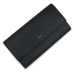 クリスチャンディオール 2ESBC328FLG ロング フラップウォレット ディオールグラビティレザー ブラック 長財布 レザー シルバー金具 箱付 Christian Dior（新品・未使用品）