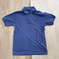 FRED PERRY 半袖ポロシャツ／ M くすみブルー 鹿の子 ロゴ刺繍 英国定番