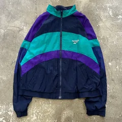 90s Reebok nylon jacket リーボック ナイロンジャケット 古着 Mサイズ ネイビー パープル グリーン