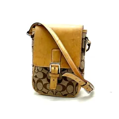 【中古】COACH コーチ シグネチャー キャンバス レザー ショルダー バッグ fY11194A