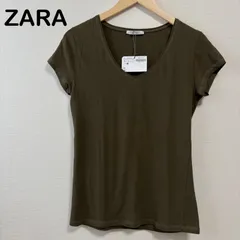 ZARA カーキ VネックTシャツ 半袖 シンプル ベーシック