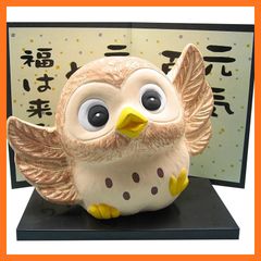 ふくろう 置物 縁起物 屏風付き - メルカリ