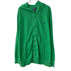 90s Polo by Ralph Lauren ジップフーディー 3XL グリーン ポロバイラルフローレン ジップアップ ポニー刺繍 フーディー 春秋物 a804-5478のサムネイル