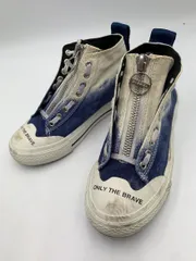 DIESEL ディーゼル y02567 デニム ジップアップ ハイカット スニーカー size22.5/白×青 ■■ レディース