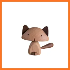【新品】 Keynis 木制おもちゃ インテリア オブジェ 動物置物 リプロダクト品 北欧雑貨 関節可動 チーク ブナ素材 北欧スタイル モンキー ライオン 猫 ネズミ アヒル 鳥 犬 教育おもちゃ 子供 誕生日プレゼント 男の子 女の子 (ふと猫) 1のサムネイル