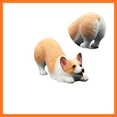 【新品】 コーギー犬 フィギュア 動物 犬雕像 犬の置物 ミニチュア 愛らしい姿勢 (黄色と白のお尻のコーギー) 1のサムネイル