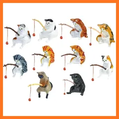 【新品】 10個 猫釣り置物 水槽 釣り猫 家庭用置物飾 り ミニ 和風 癒し懸 造景 オーナメント 水族館の インテリア 雑貨 樹脂 ミニ 店舗飾り オブジェ 0のサムネイル