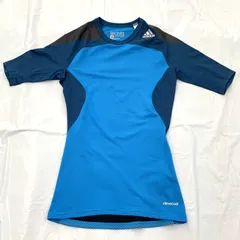 adidas TECHFIT climacool コンプレッションシャツ／5分袖 ブルー 水色 レディースM