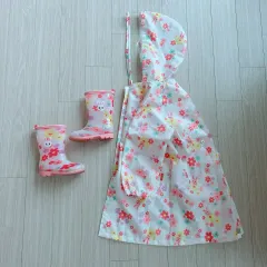 ミッキーハウス 花柄 キッズ レインコート/長靴 セット