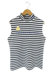 パーリーゲイツ PEARLY GATES ノースリーブ カットソー モックネック ボーダー 刺繍 ホワイト ブラック サイズ00 QQQ